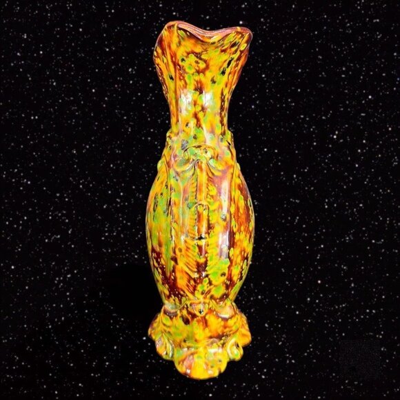 Hand Painted Multicolor Specked Ceramic Pitcher Carafe Vintage Hand Made 1970s - Picture 11 of 12